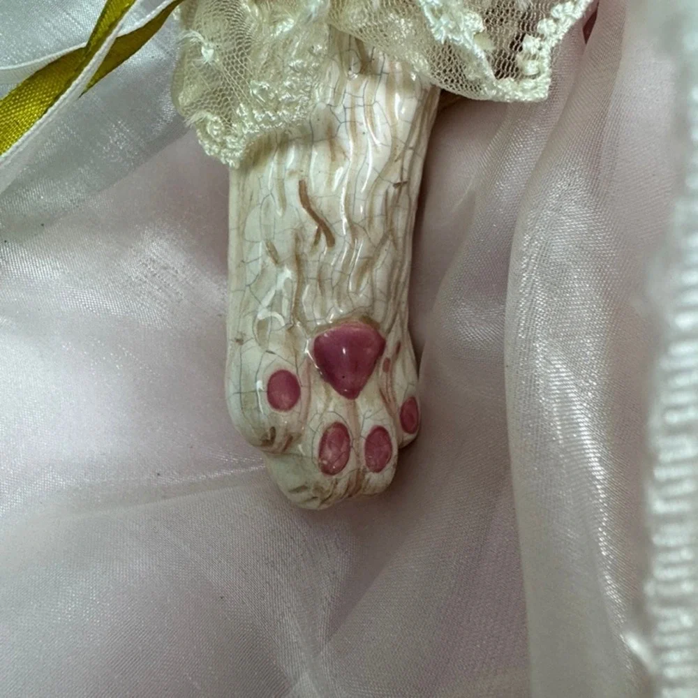 Dept 56 Easter Bunny Rabbit Doll Pink Satin Victorian Dress Floral Lace 18